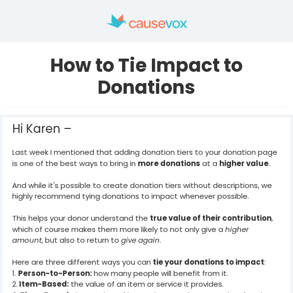 How to Tie Impact to Donations