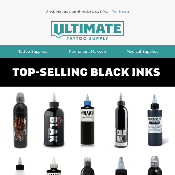 60 Color Mega Set Tattoo Ink Bottles Lining Black | by Solid Ink