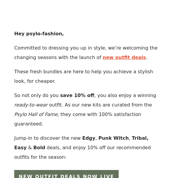 Unveiling New Season Outfit Deals at Psylo Fashion - Save 10% Now!