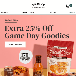 EXTRA 25% off snacks for the big game 🏈