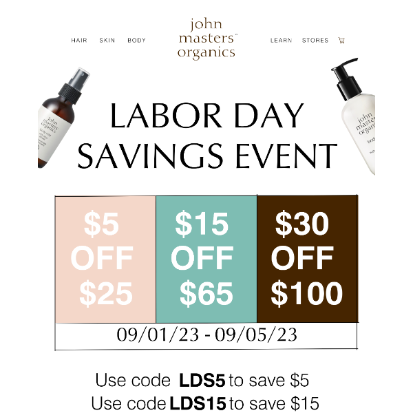 $30 Off $100 Labor Day Weekend Sale!🎉