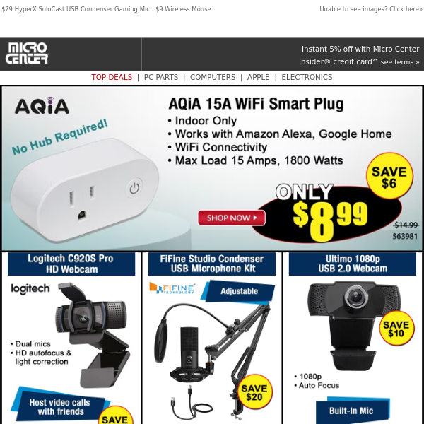$8 AQiA 15A WiFi Smart Plug! $2 Shaxon Microfiber Cloths 6 Pack