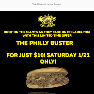 $10 Satruday Only!! Come Get the Philly Buster!!