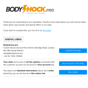 Bodyshock.pro - Adding e-mail address to newsletter database