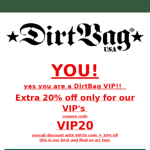 VIP 20% DISCOUNT