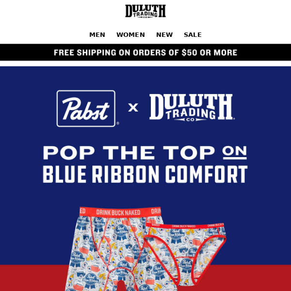Pabst Blue Ribbon + Buck Naked Underwear! - Duluth Trading Company