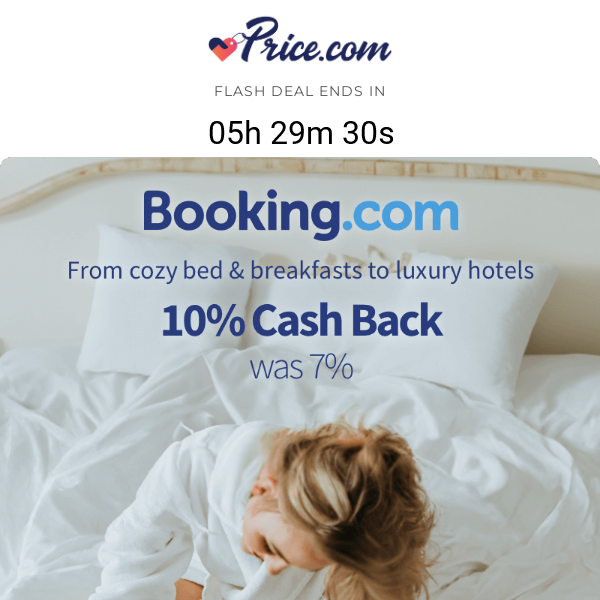 Hurry! Get 10% Cash Back on Booking.com. Book Today, Save Big!