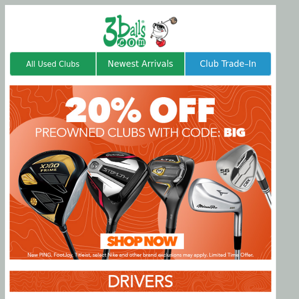 20% Off Used Clubs - Shop Now & Save