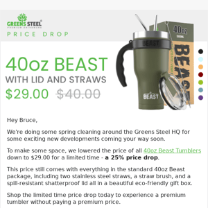 Huge price drop on the massive Beast tumbler ⬇️