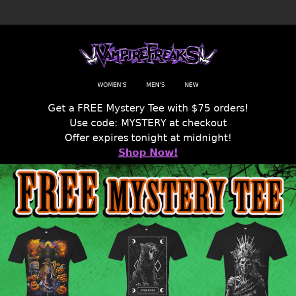 🥳💀 FREE A MYSTERY TEE! 🎈🦇