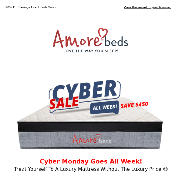 Amore Beds Cyber Week Sale All Week! 😍