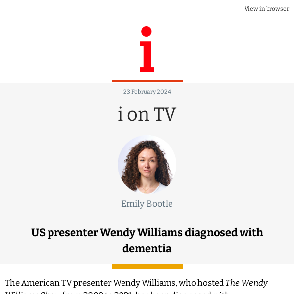 i on TV: US presenter Wendy Williams diagnosed with dementia