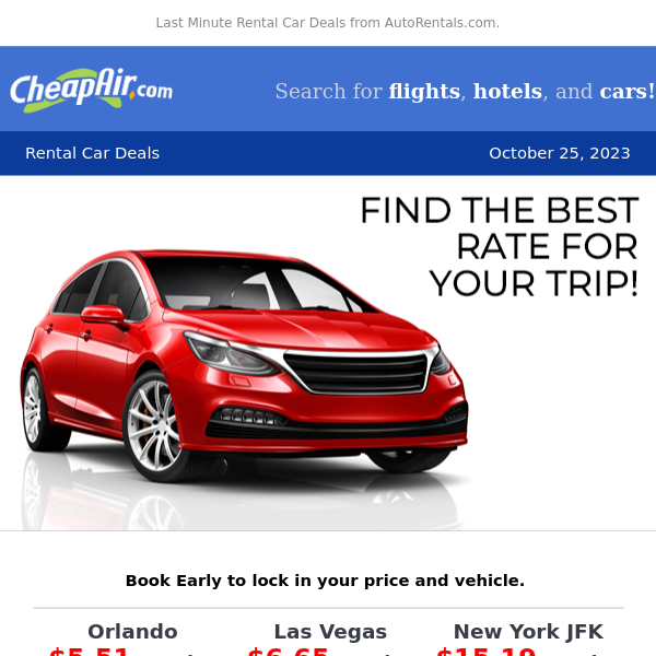 Car Rental Deals from $5+/Day