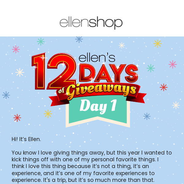 Day 1 of Ellen's 12 Days is HERE! Enter the Miraval Giveaway today!