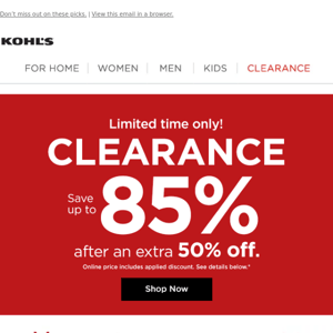 Save up to 85% on clearance ... now!