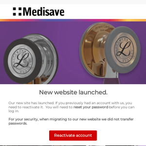 New website launch - activate your account Medisave UK.