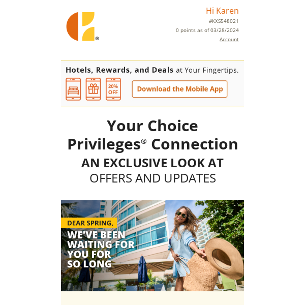 Your Account Summary — Spring Has (Finally!) Sprung, Choice Hotels