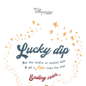 Ending soon! Free lucky dip studio or market tote with each purchase! ✨