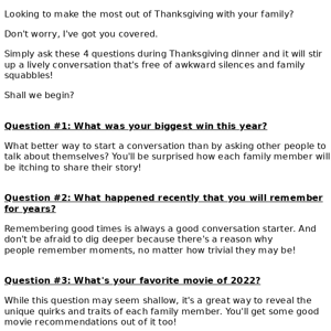 4 Thanksgiving Questions For The Entire Family