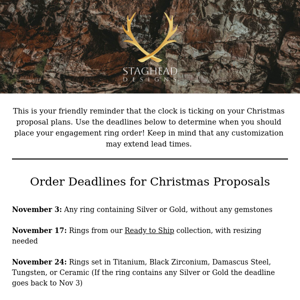 Important Deadline: Your Christmas Proposal