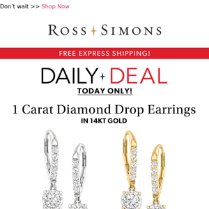 1.00 carat diamond drop earrings 💎 Save $600 for today only!