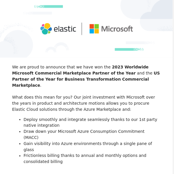 Elastic wins the 2023 Worldwide and US Microsoft Partner of the Year Award