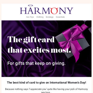 International Women’s Day 🫱🏼‍🫲🏽 Harmony Gift Cards