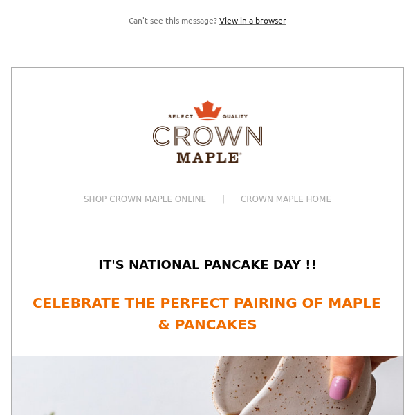 Crown Maple Celebrates National Pancake Day with Maple Sugar Pancake & Waffle Mix; Save 20% Promo Storewide