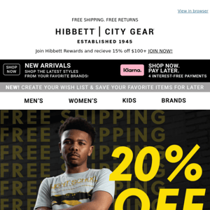 Hibbett Sports Save 20% off TODAY!