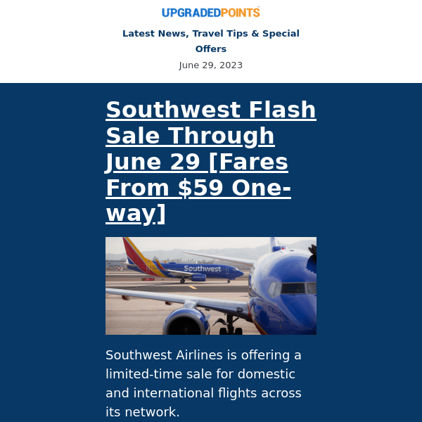 Southwest flash sale, Cape Town deal alert, July 4th travel tips, and more...
