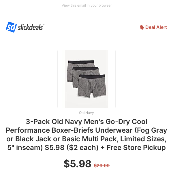 3-Pack Old Navy Men's Go-Dry Cool Performance Boxer-Briefs