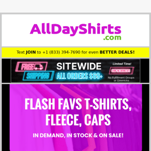 Flash Favs: T-Shirts, Fleece, Caps