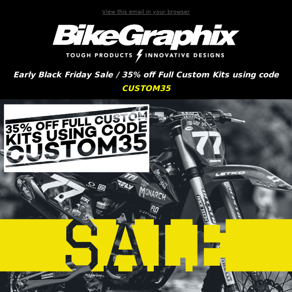 35% Off Early Black Friday! 35% Off Full Custom MX Graphic Kits / Proofs in 2-3 Days!