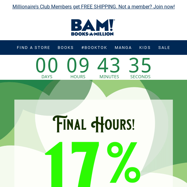 🍀 FINAL HOURS - Save on Your ENTIRE Purchase 🍀