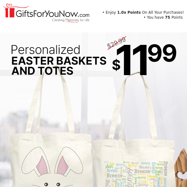 🐇🐣$11.99 Personalized Easter Baskets & Tote Bags