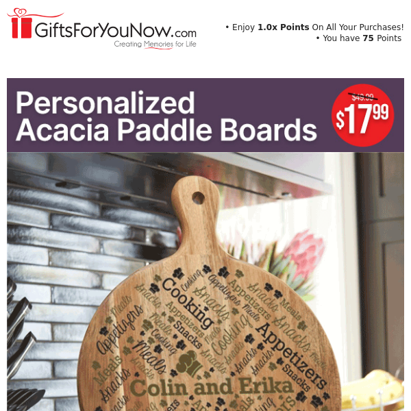 $17.99 Personalized Round Acacia Boards | Perfect Kitchen Decor