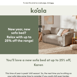 Score big savings on a new sofa bed, Koala.