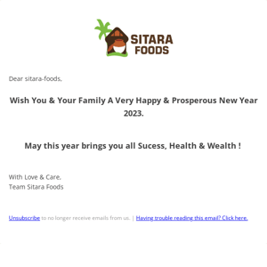 Sitara Foods, Happy New Year 2023