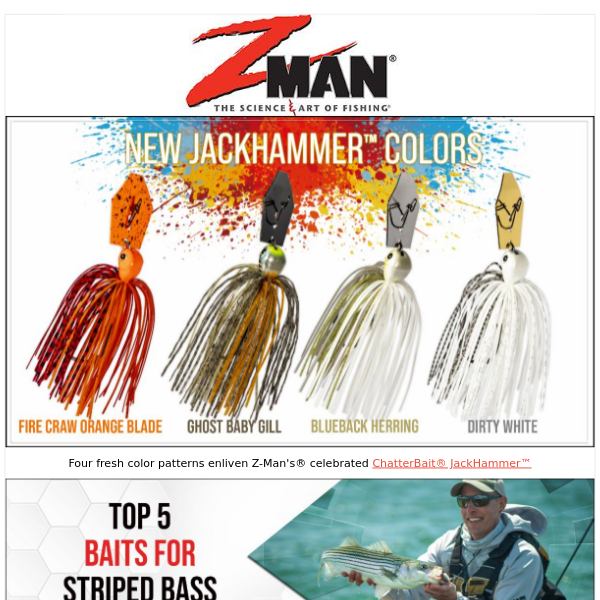 4 Fresh New ChatterBait JackHammer Colors