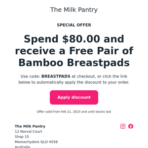 Free Breastpads!!