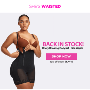 BACK IN STOCK! Booty Boosting Body Suit - Side Zipper