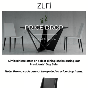 PRICE DROP! LIMITED TIME OFFER: Select Dining Chairs