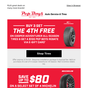 💰 SAVE BIG on Cooper, Michelin, or Kumho Tires!