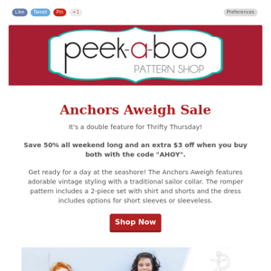 Anchors Aweigh $5 Pattern Sale