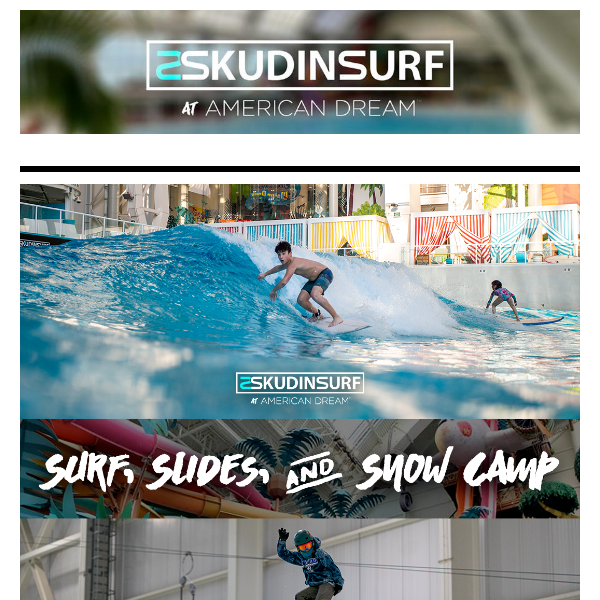 LAST CHANCE: Surf, Slides, & Snow Kids Camp This Week