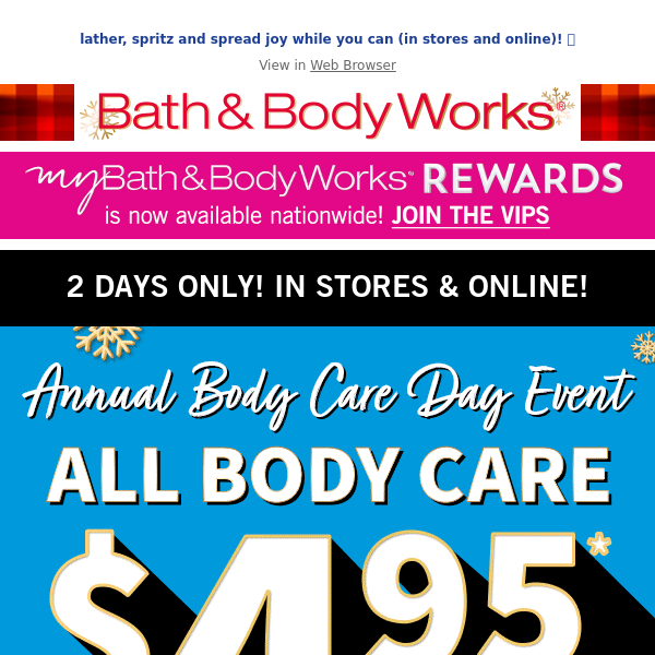 👋 PSA: it's $4.95 ALL body care day! - Bath & Body Works
