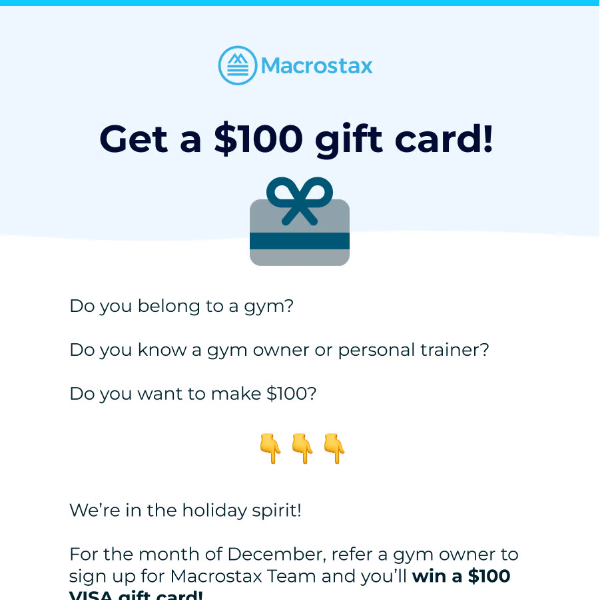 Refer a gym owner and get a $100 gift card