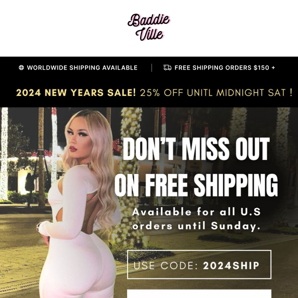 Enjoy Free Shipping, Baddie! 🛍️