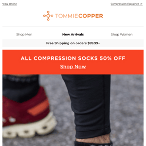 Treat your feet to 50% OFF compression socks