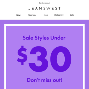 Sale Styes Under $30